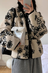 Manteau Femme Réversible Polaire Fleuri
