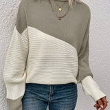 Pull Femme Color Block Coupe Décontractée
