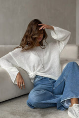 Pull Femme En Maille Ajourée À Épaules Dénudées