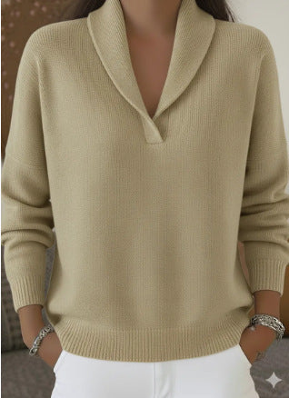 Pull Femme En Maille À Col V Coupe Décontractée