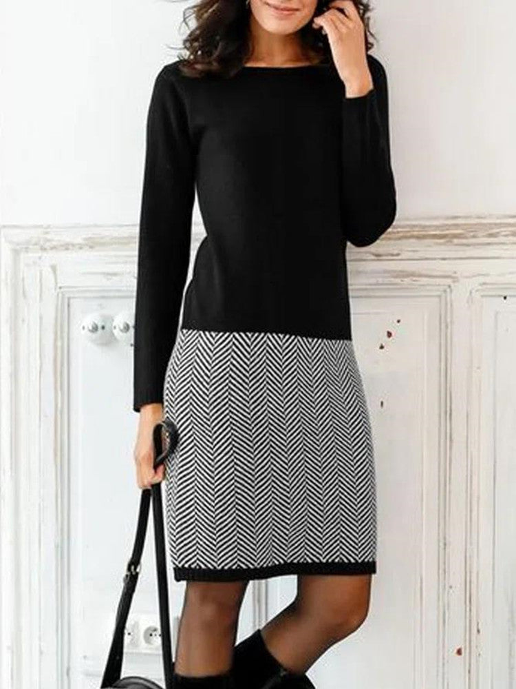 Robe Pull Femme À Motif Chevron