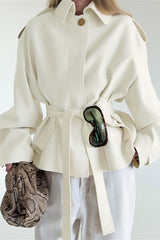 Trench Court Femme À Col Pointu Et Ceinture Amovible