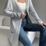 Cardigan Femme Côtelé Ouvert Devant Léger
