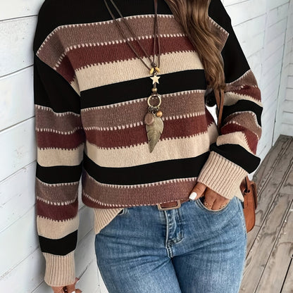 Pull Femme Rayé À Col Rond