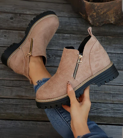 Paire de bottines femme zippées vue de dessus
