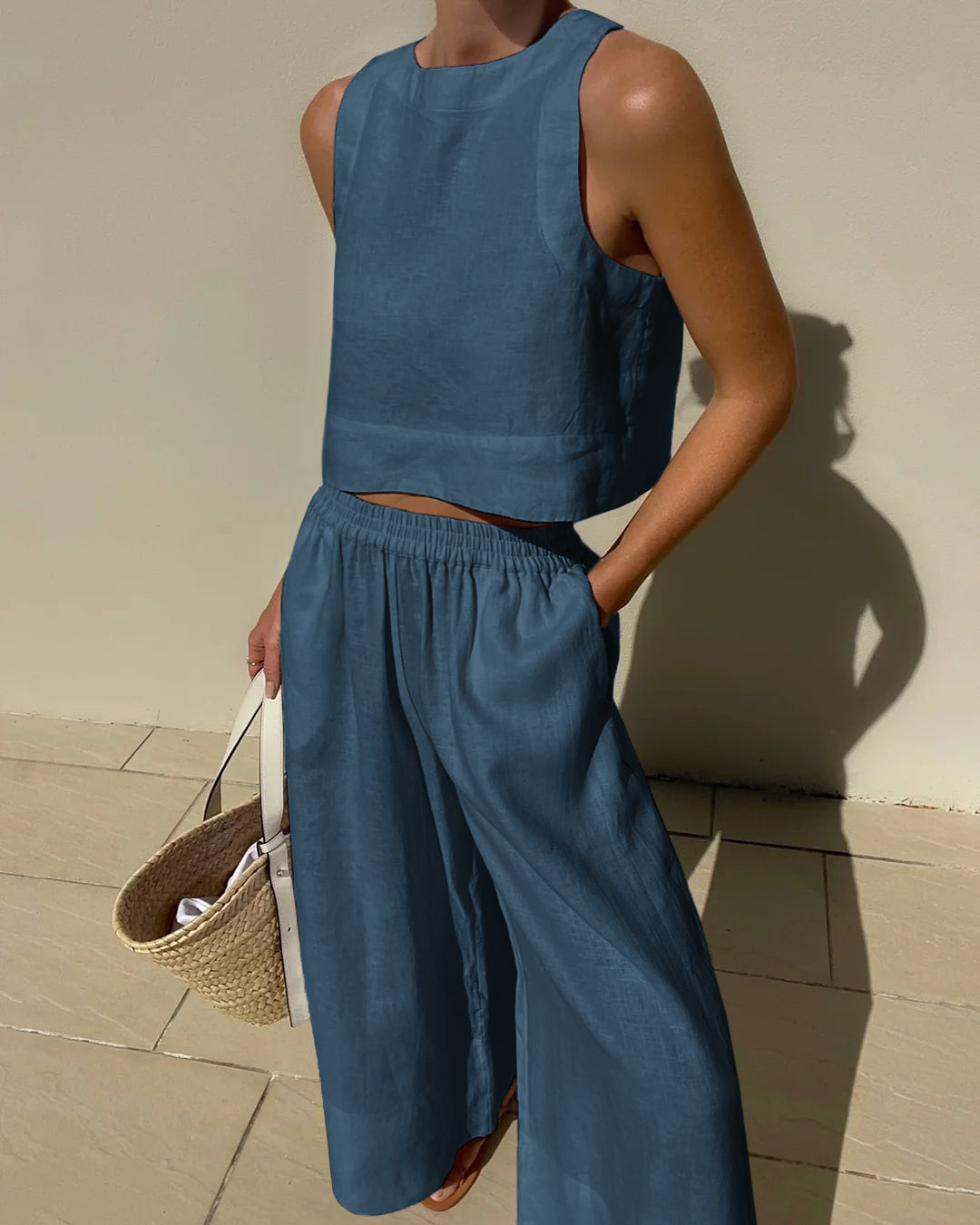 Ensemble Femme Sans Manches Avec Pantalon Été