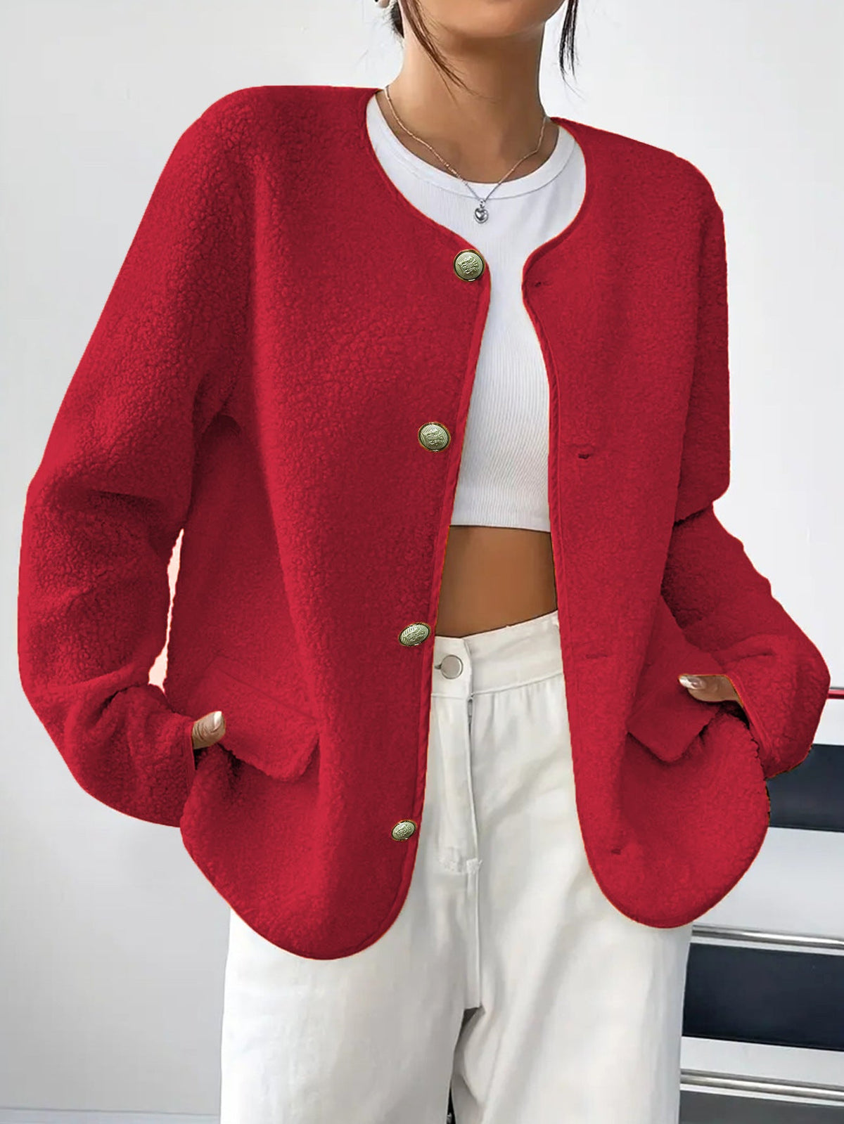 Manteau femme effet laine texturé pour la saison froide