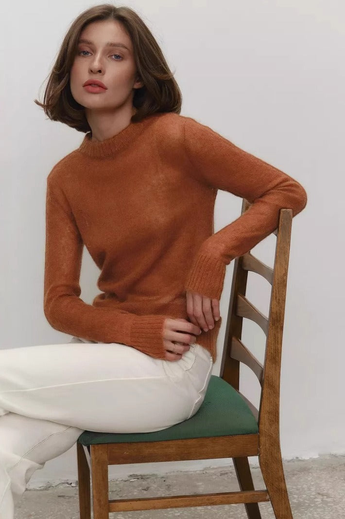 Pull Femme En Maille Fine Semi Transparente