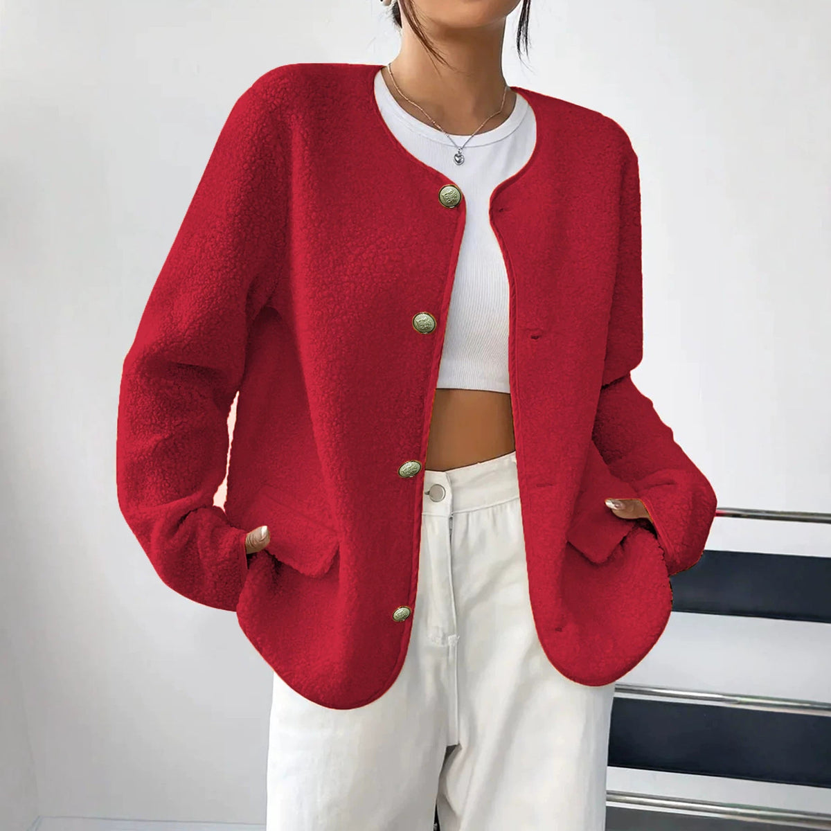 Manteau femme grande taille à effet laine texturé