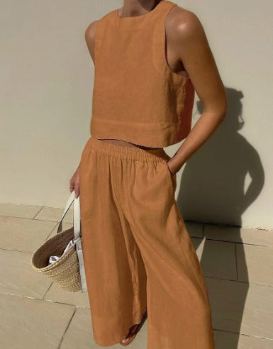 Ensemble Femme Sans Manches Avec Pantalon Été
