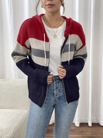 Cardigan femme bicolore polyvalent pour la mi-saison