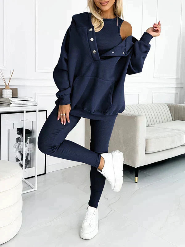Ensemble Loungewear Femme Haut Manches Longues Taille Élastique