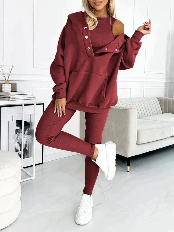 Ensemble Loungewear Femme Haut Manches Longues Taille Élastique