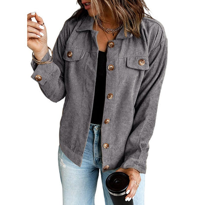 Veste chemise femme complète avec col tailleur et poches avant