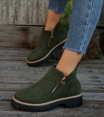 Bottines Femme Bout Rond À Plateforme Zippées