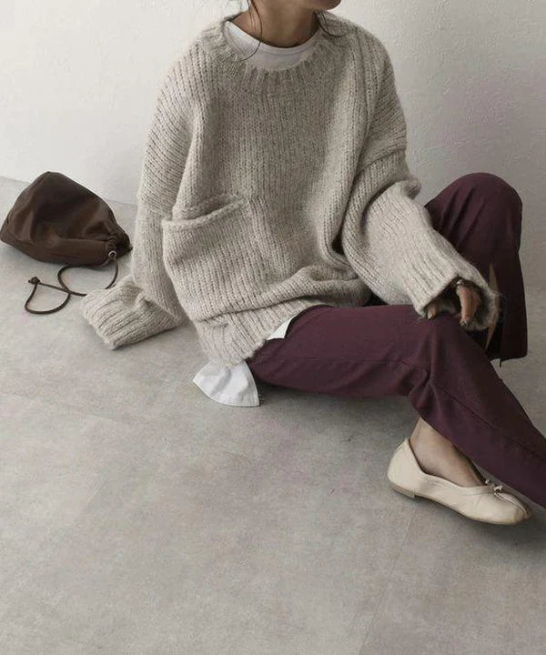 Vue de dos du pull femme oversize à manches longues