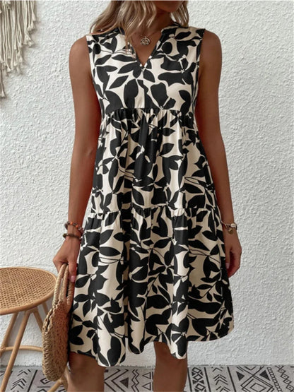 Robe D'Été Femme Évasée À Motif Floral Col V