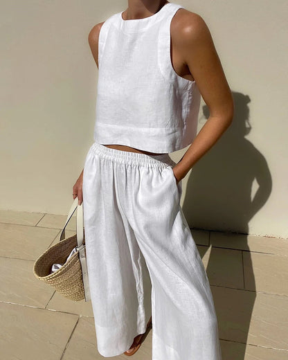 Ensemble femme sans manches avec pantalon pour l’été