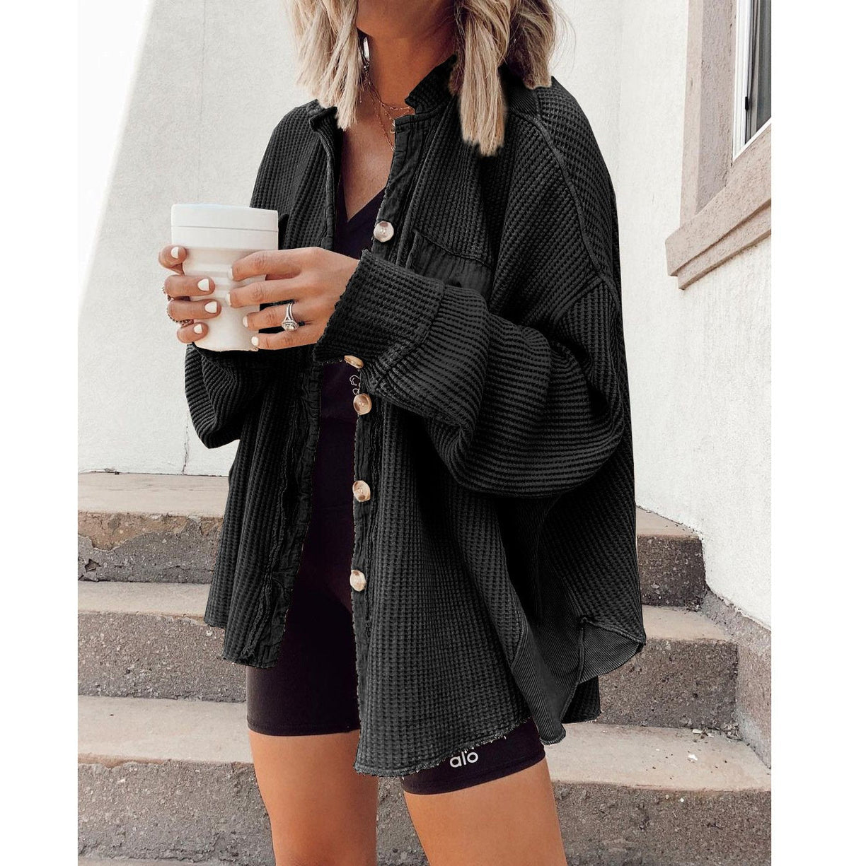 Veste Chemise Femme À Col Tailleur Et Ourlet Asymétrique