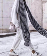 Écharpe Femme En Laine Torsadée Oversize
