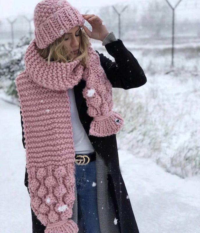 Écharpe Femme En Laine Torsadée Oversize