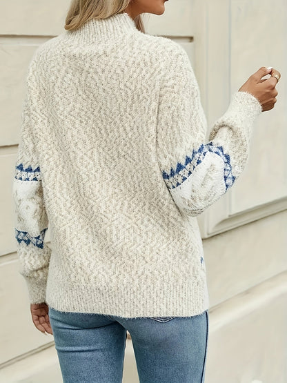 Pull de Noël femme à motif nordique pour un style chaleureux