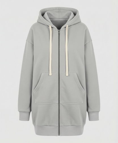Sweat Long Zippé À Capuche Femme Coupe Ample
