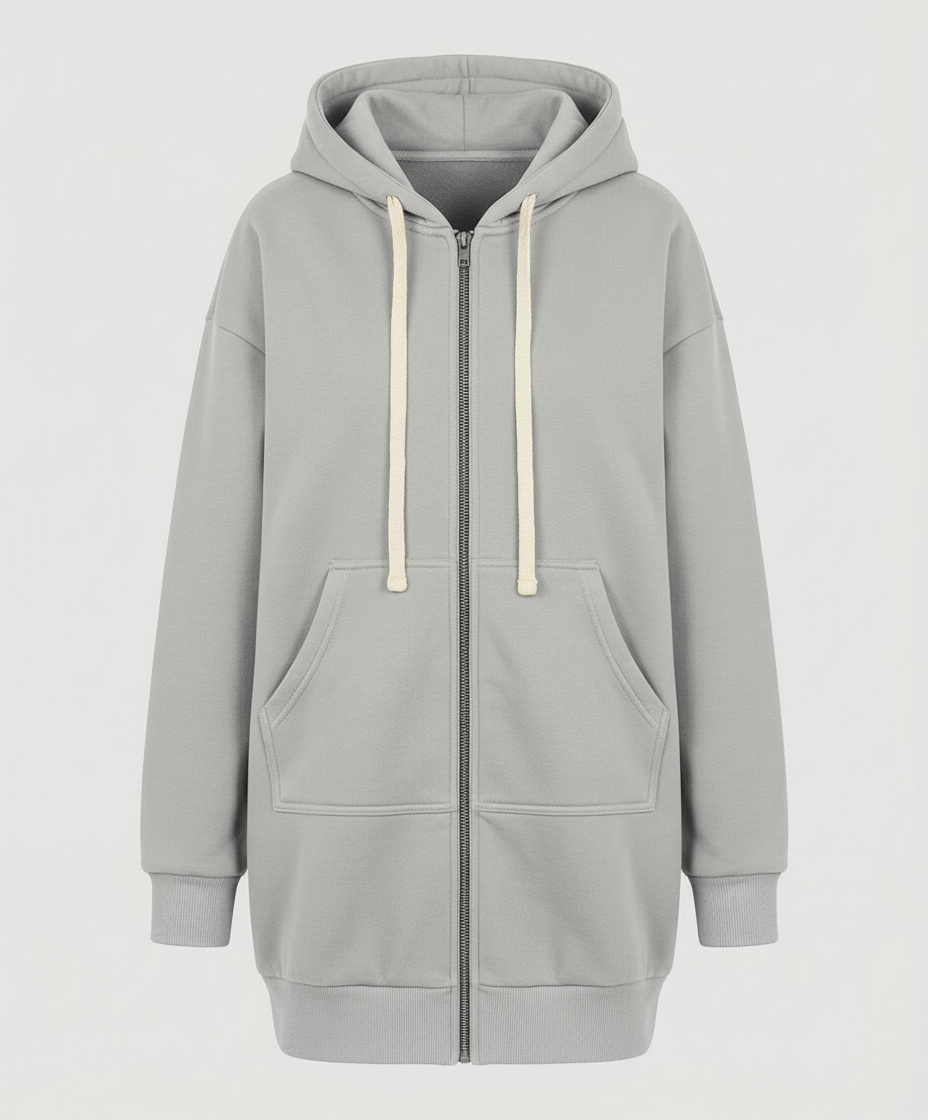 Vue de dos du sweat long à capuche pour femme