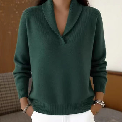 Pull Femme En Maille À Col V Coupe Décontractée