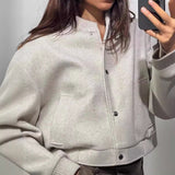 Veste Courte Femme À Col Montant Et Boutons-Pression
