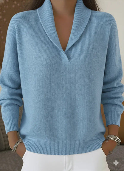 Pull Femme En Maille À Col V Coupe Décontractée