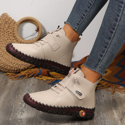 Bottines femme en similicuir avec fermeture à scratch