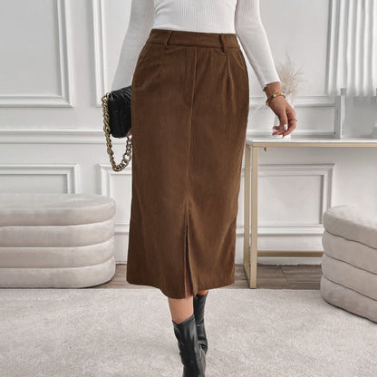 Jupe midi femme taille haute vue de dos