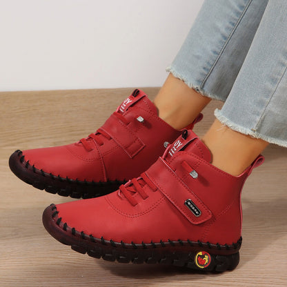 Bottines Femme En Similicuir À Scratch Semelle Antidérapante