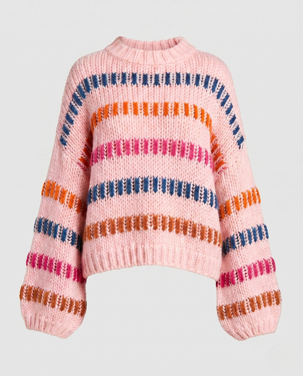 Pull Femme Tricoté À Rayures Multicolores Coupe Décontractée