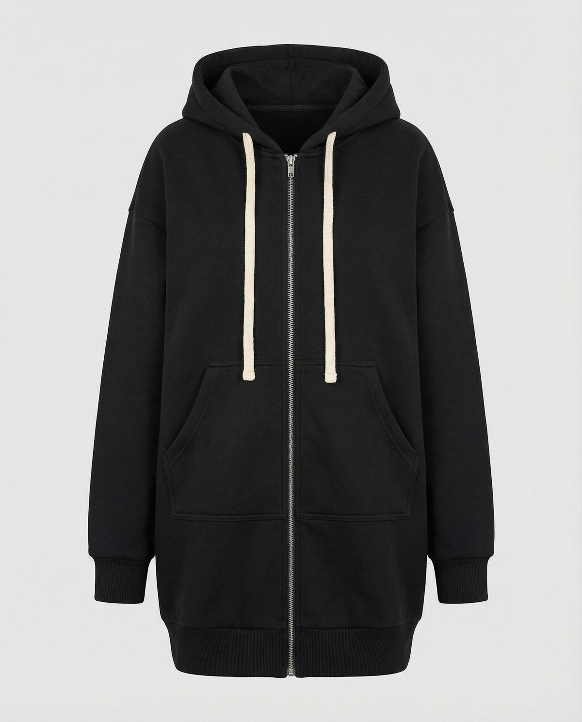 Sweat Long Zippé À Capuche Femme Coupe Ample