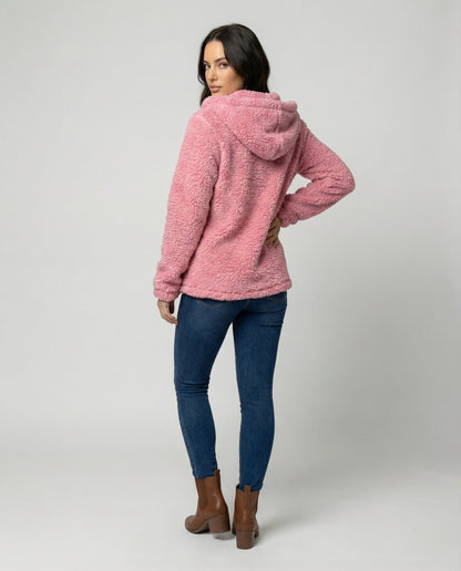 Veste longue pour femme avec matière polaire teddy