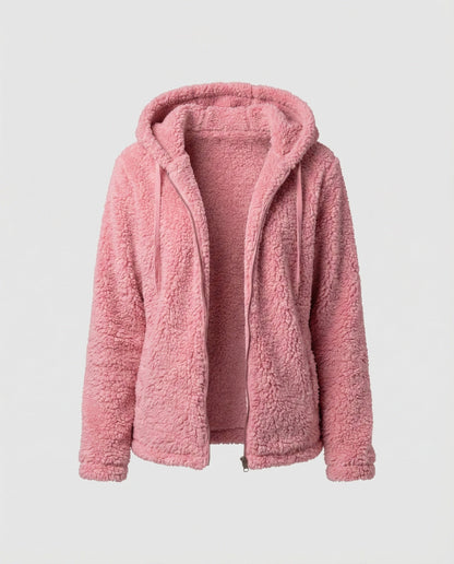 Détail de la texture douce d’une veste polaire teddy
