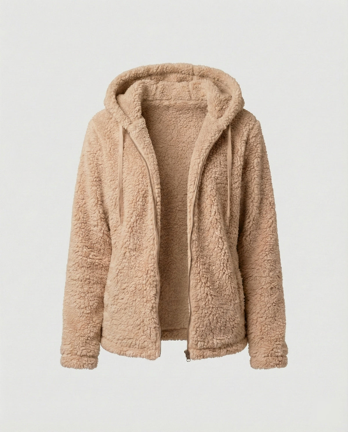 Veste teddy longue pour femme au style décontracté