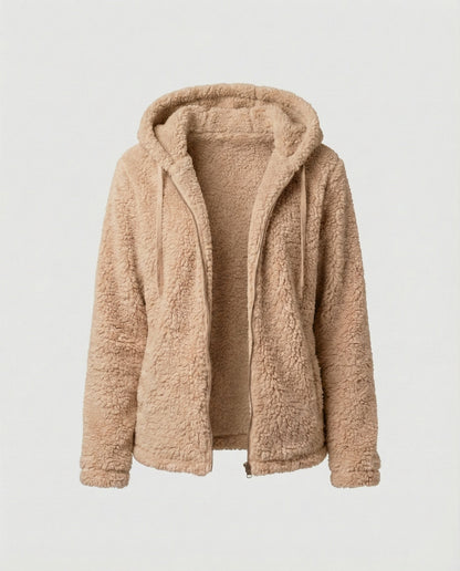 Veste teddy longue pour femme au style décontracté