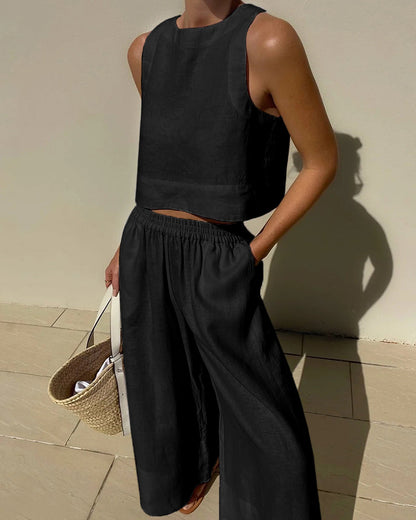 Haut sans manches assorti à un pantalon pour femme