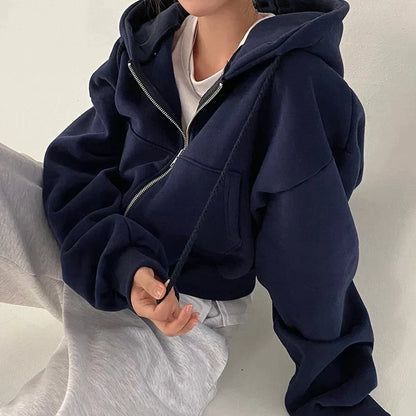 Veste sweat femme zippée à coupe ample, vue de face