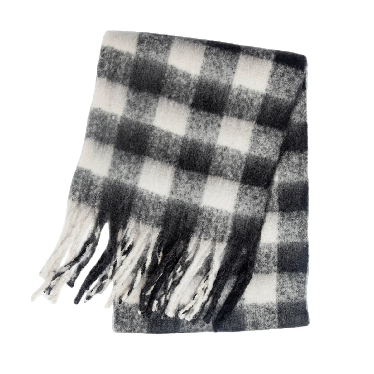 Écharpe Hiver Femme À Carreaux À Franges Multicolore