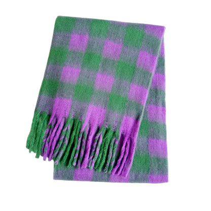 Écharpe Hiver Femme À Carreaux À Franges Multicolore