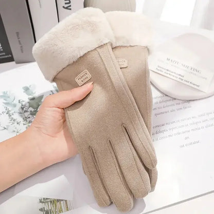 Gants d’hiver femme en daim doublés et tactiles