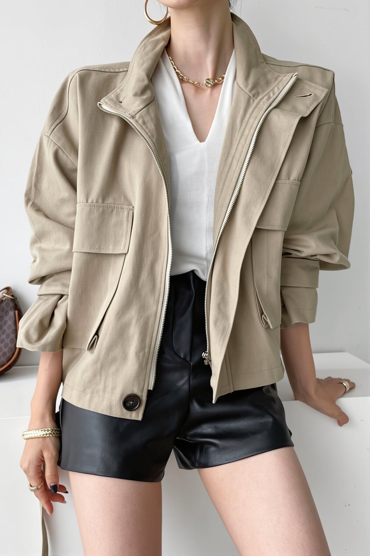 Veste Femme Utilitaire Ample À Col Montant