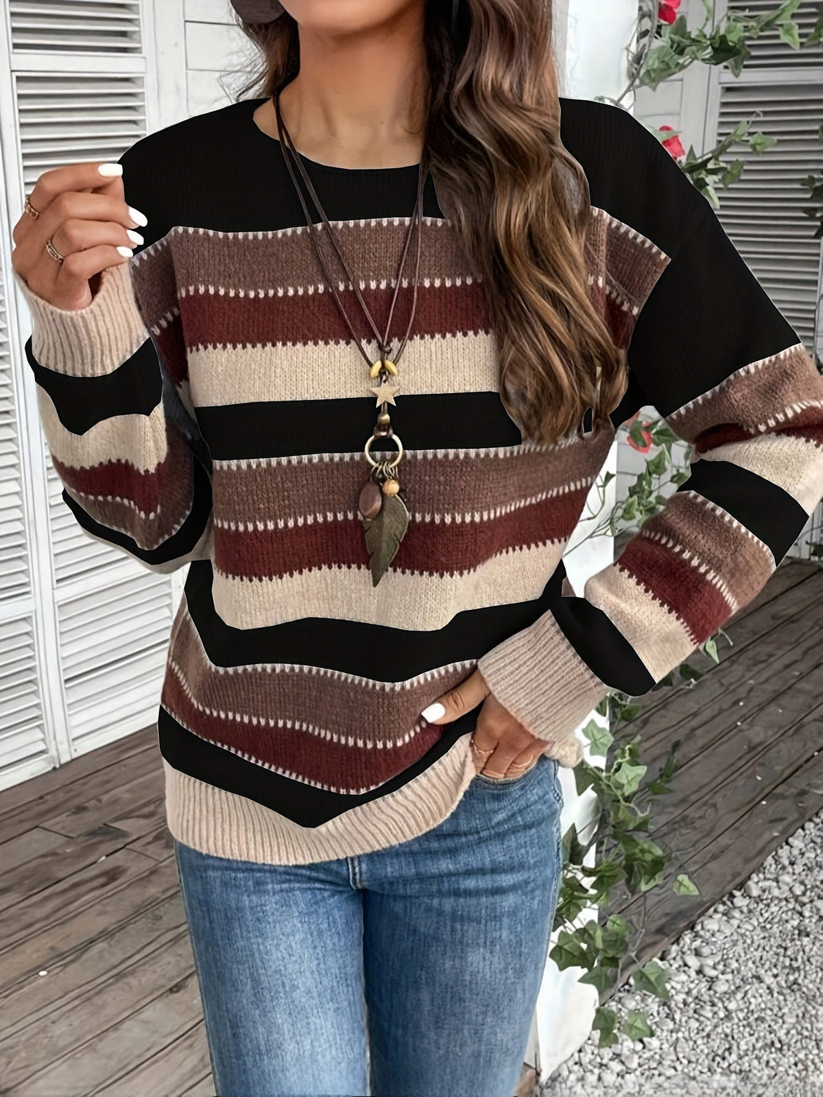 Pull à col rond idéal pour une tenue quotidienne