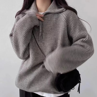Pull Polo Femme Demi Zip En Maille Douce