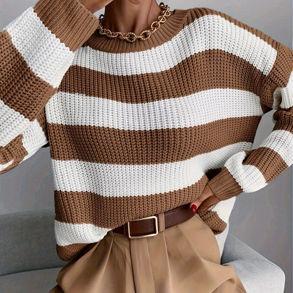 Pull Femme Rayé Coupe Décontractée