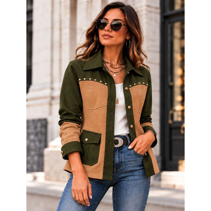 Veste Femme Bicolore Rétro Casual